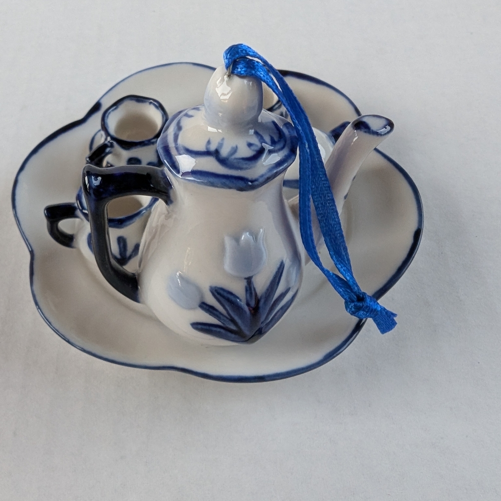 Blue and White Ceramic Teapot Set